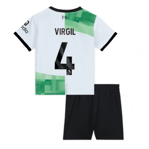 Liverpool Virgil van Dijk #4 Gostujuci Dres za djecu 2023-24 Kratak Rukav (+ Kratke hlače)